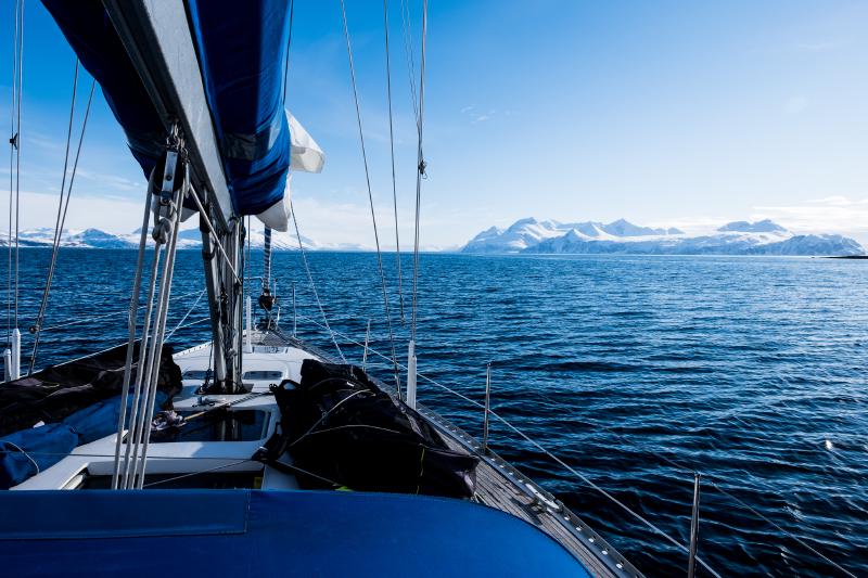 At sea